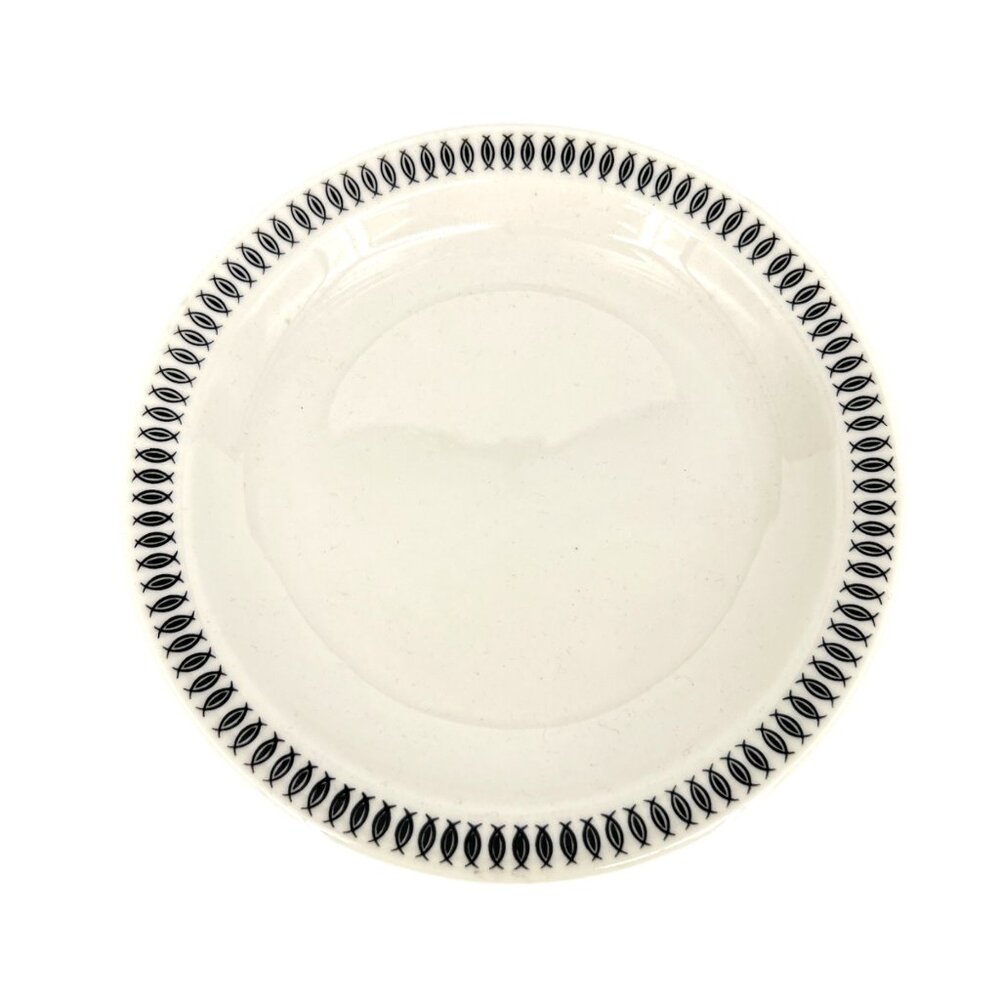 Homer Laughlin Fairfax China Black White Bread Dessert Plates Set Of 4 6.25"